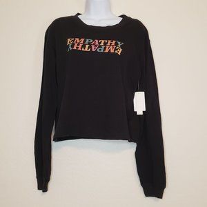 ABOUND Women's Empathy Graphic Black Long Sleeve Crew Neck Cotton Top Medium